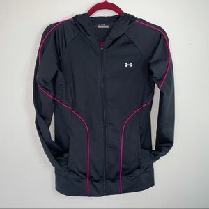 Under Armor US Ski Team All Seasons Gear Semi Fitted Full Zip Black Pink Hoodie
